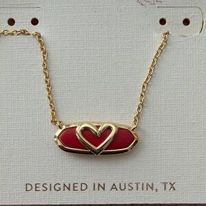 Kendra Scott Gold and Red Heart Necklace